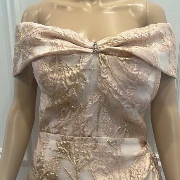 Nicole Bakti Off-Shoulder Pink/Gold Gown - Picture 4 of 8